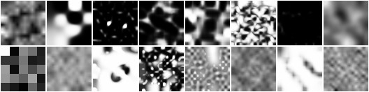 Examples of noise masks generated by FrequencyNoiseAlpha