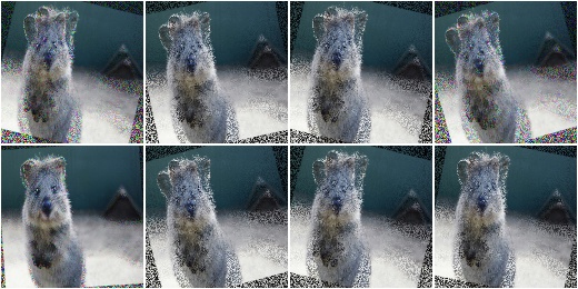 Alpha-blend images pixelwise and channelwise with rotated ones