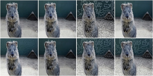 Canny with varying alpha values and white+black edge image