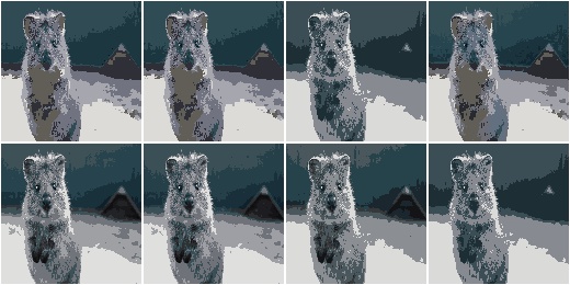 KMeansColorQuantization with quantization in RGB or HSV