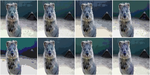 UniformColorQuantization in RGB or HSV colorspace with BGR inputs